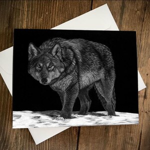 Biglietto di auguri lupo / Biglietto di auguri vuoto / Biglietto di auguri fauna selvatica / Biglietto di stampa disegno / Biglietto di belle arti