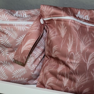 Personalisierbares Wetbag Set Rosa 18x25cm I Nasstasche I Windeltasche I Periodenunterwäsche I Schwimmbeutel atmungsaktiv wasserabweisend