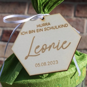 Étiquette cône d'école en bois I inscription scolaire I cadeau de scolarisation I carte d'étape I étiquette cadeau I écolier I rentrée scolaire I enfant de garderie