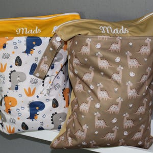 Personalisierbares Wetbag Set 30x40cm Nasstasche Kita-Tasche Windeltasche Periodenunterwäsche I Geschenk Baby Schwimmbeutel wasserabweisend
