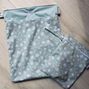 Personalisierbares WetbagSet 30x40 & 18x25cm-Nasstasche-Kita-Tasche-Windeltasche-Periodenunterwäsche-Schwimmbeutel-wasserabweisend