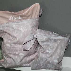 Personalisierbares WetbagSet 30x40 & 18x25cm Nasstasche I Kita-Tasche I Windeltasche I Periodenunterwäsche I Schwimmbeutel I wasserabweisend