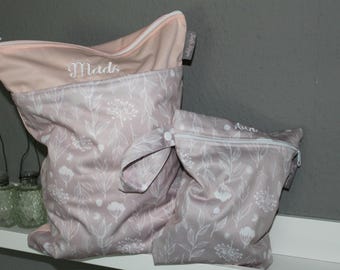 Personalized wet bag set 30x40 & 18 x 25 cm | Wet bag | Daycare bag | Diaper bag | Period underwear | Swim bag | Water-repellent