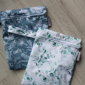 Personalisierbares Wetbag Set Kräuter 18x25cm I Nasstasche I Windeltasche I Periodenunterwäsche I Schwimmbeutel atmungsaktiv wasserabweisend