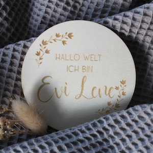 Hallo Welt, Geburtsplatte, Meilensteinkarten Holz, Geburt, Schwangerschaft, Geburtsgeschenk, Babypartygeschenk, Namenskarte, Newborn