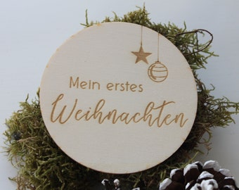 Mein erstes Weihnachten I Meilensteinkarten Holz I Geburt I Schwangerschaft I Babypartygeschenk I Weihnachtsgeschenk I Newborn