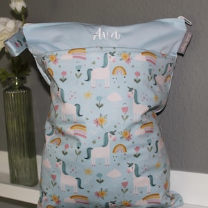 Personalisierbare Wetbag 30x40cm Nasstasche I Kita-Tasche I Windeltasche I Periodenunterwäsche I Geschenk Baby Schwimmbeutel wasserabweisend