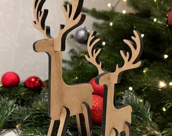 Wooden Standing Reindeer Decoration