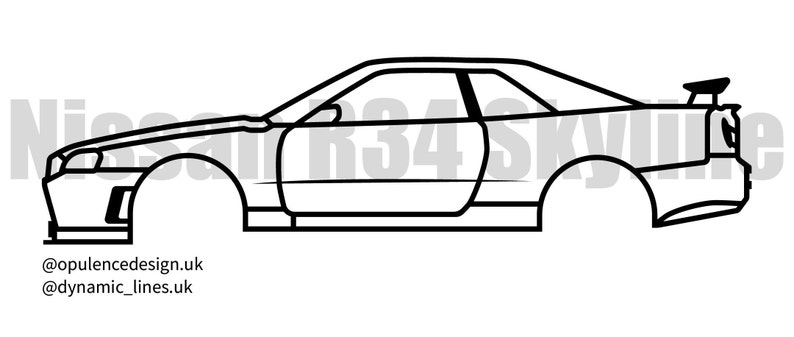 Nissan R34 Skyline Silhouette Wall Art Automotive Car Van - Etsy