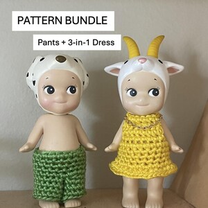 Sonny Angel Crochet Clothes Pattern Dress Pants Trousers Skirt Overalls Easy