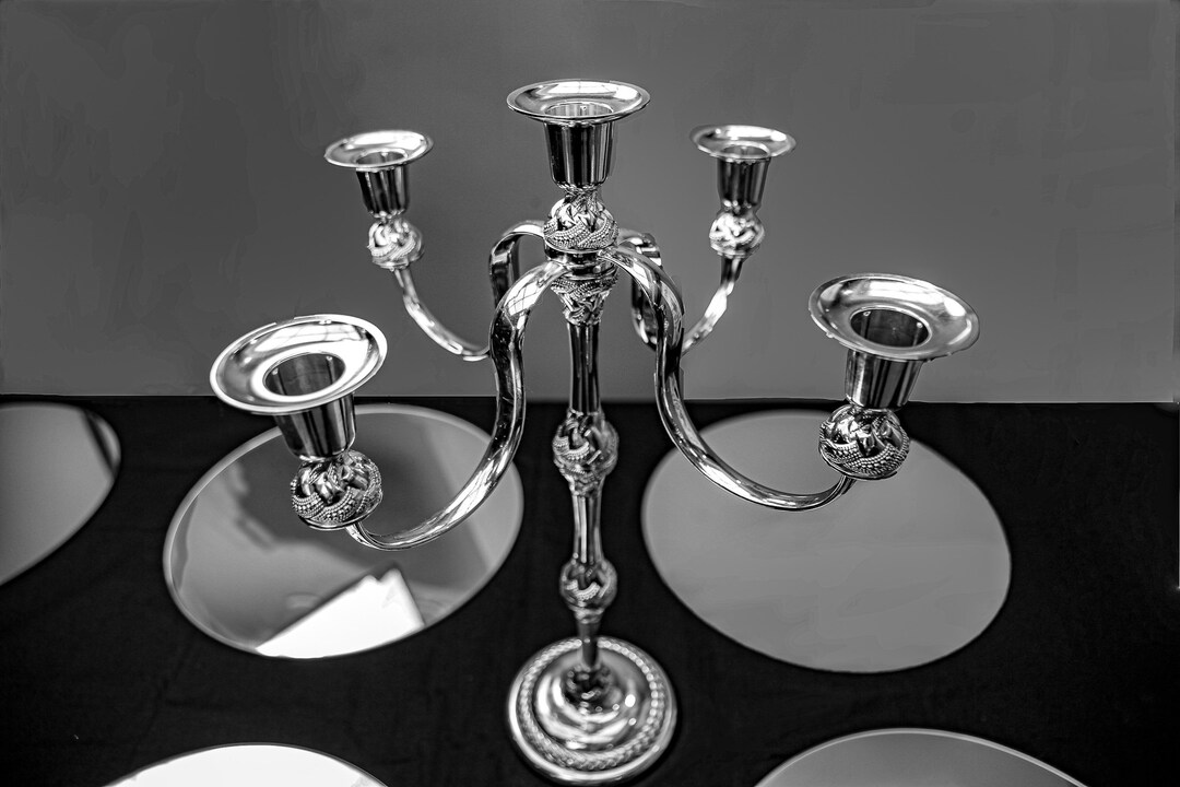 Silver Candelabra Candle Holder 5 Arm Candelabra Candle Etsy