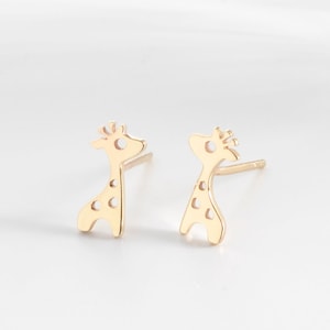14k 18K Solid Gold Tiny Giraffe Earrings • Minimalist Stud Giraffe Earrings • Cute Girlfriend Jewelry • Stud Giraffe Earring • Mother&#39;s Gift