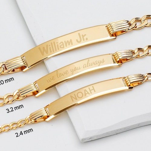 Gold bracelets for babies with name on it Clearance