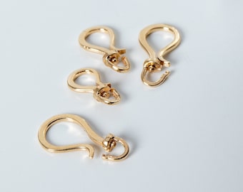 14K 18K Real Gold Swivel S Hook Clasp • Oval Link Lock • Enhancer For Charms & Pendants • Charm Enhancer Lock