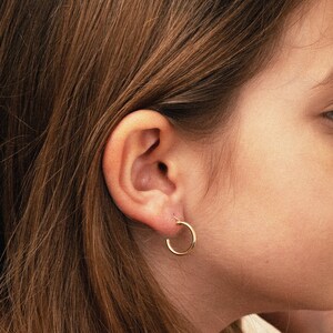 Dainty Solid Gold Hoop Earrings for Kids • 14k Solid Yellow Gold  Hoop Earrings for Girls • Gift for Mother's Day • Gift for Children's