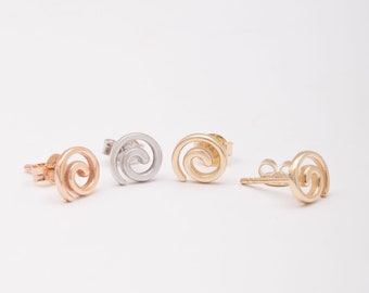 14K 18K Solid Gold Spiral Stud Earrings, Geometric Studs Earrings, Gold Spiral Earrings, Minimalist Studs  Earrings, Great Gift for Woman