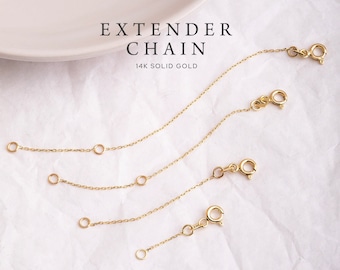 14K 18K Solid Gold Extender Gold Chain •  Bracelet - Necklace Adjustable Gold Extender Link • Spring Ring Clasp • Chain Extender 1" 2" 3" 4"