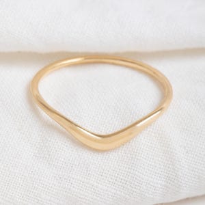 4k & 18k Solid Gold Chevron Ring – Minimalist V-Shaped Band in Yellow, Rose, White Gold – Perfect Gift for Anniversary, Birthday, Graduation