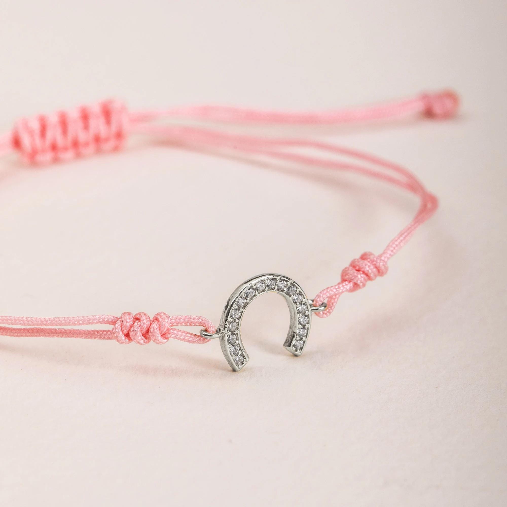 Lucky Horseshoe Bracelet, 14K 18K Real Solid Gold Bracelet