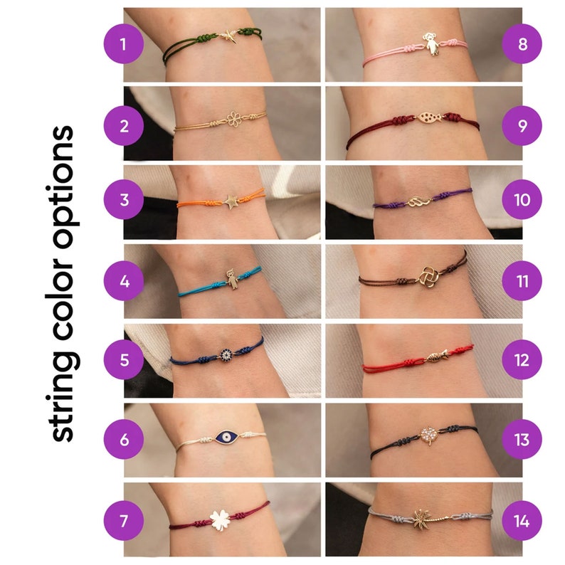 Elephant String Bracelet, Adjustable Bracelet in 14K 18K Real Gold