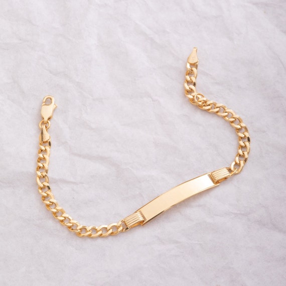 Solid Gold Baby ID Bracelet Custom 14k Gold Any Name Engrave Etsy UK