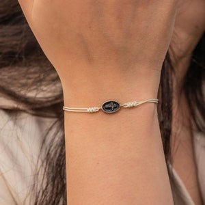 Enameled Cross Bracelet, Braided String Bracelet, 14K 18K Solid Gold Adjustable Cross Bracelet, Christian Jewelry, Minimalist Cross Bracelet