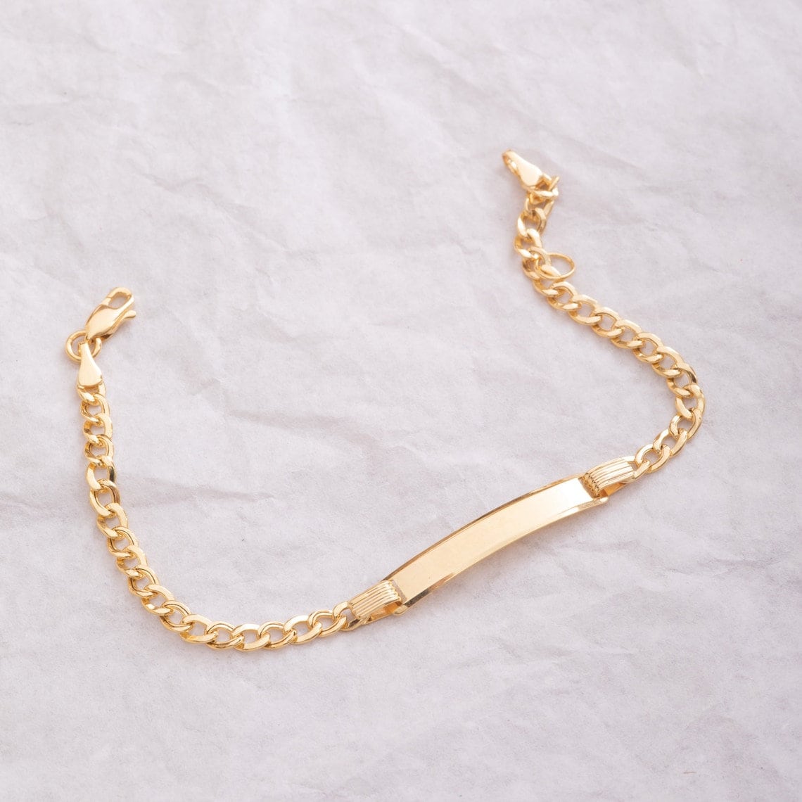 Solid Gold Baby ID Bracelet Custom 14k Gold Any Name Engrave Etsy