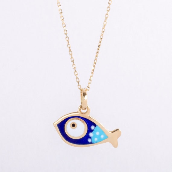 Silver Evil Eye Fish Necklace | Ebru Jewelry | Wolf & Badger