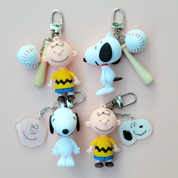 snoopy Charlie Brown porte-clés, breloques pour sac, accessoire AirPods, joli porte-clés, baseball,