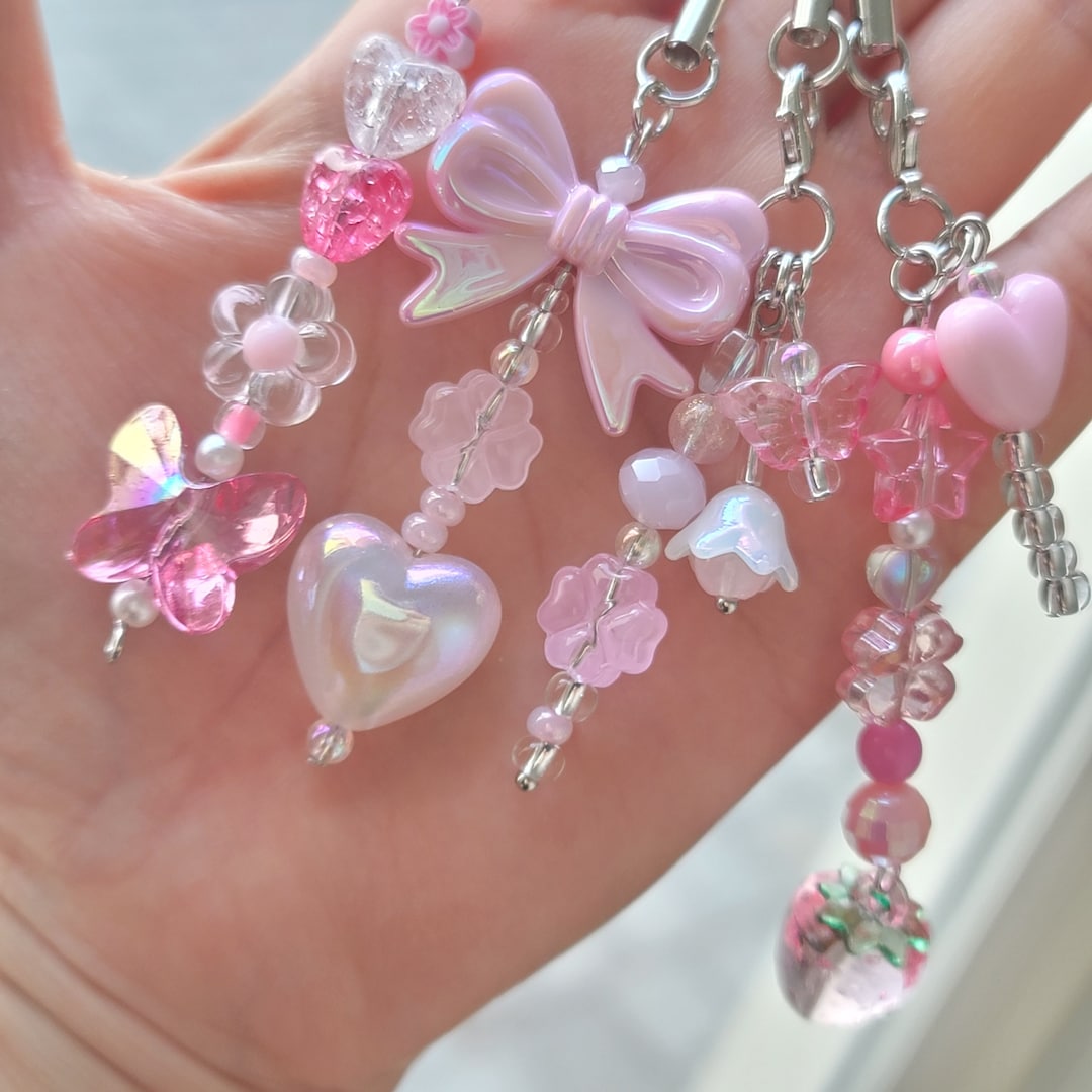 Cute Phone Charm, Pink Phone Charm, Phone Strap, Girl Woman