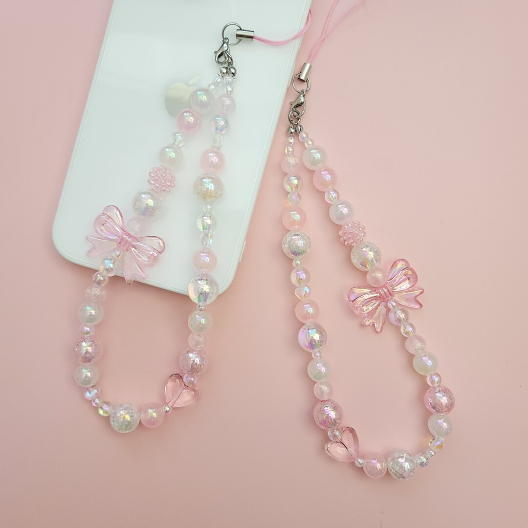 Pink Bow Tie Phone Charm Strap Phone Lanyard Phone Etsy