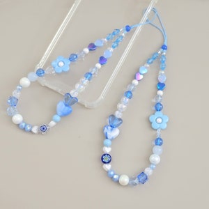 PH PandaHall 3 Colors Beaded Phone Strap 3pcs Crystal Flower Phone