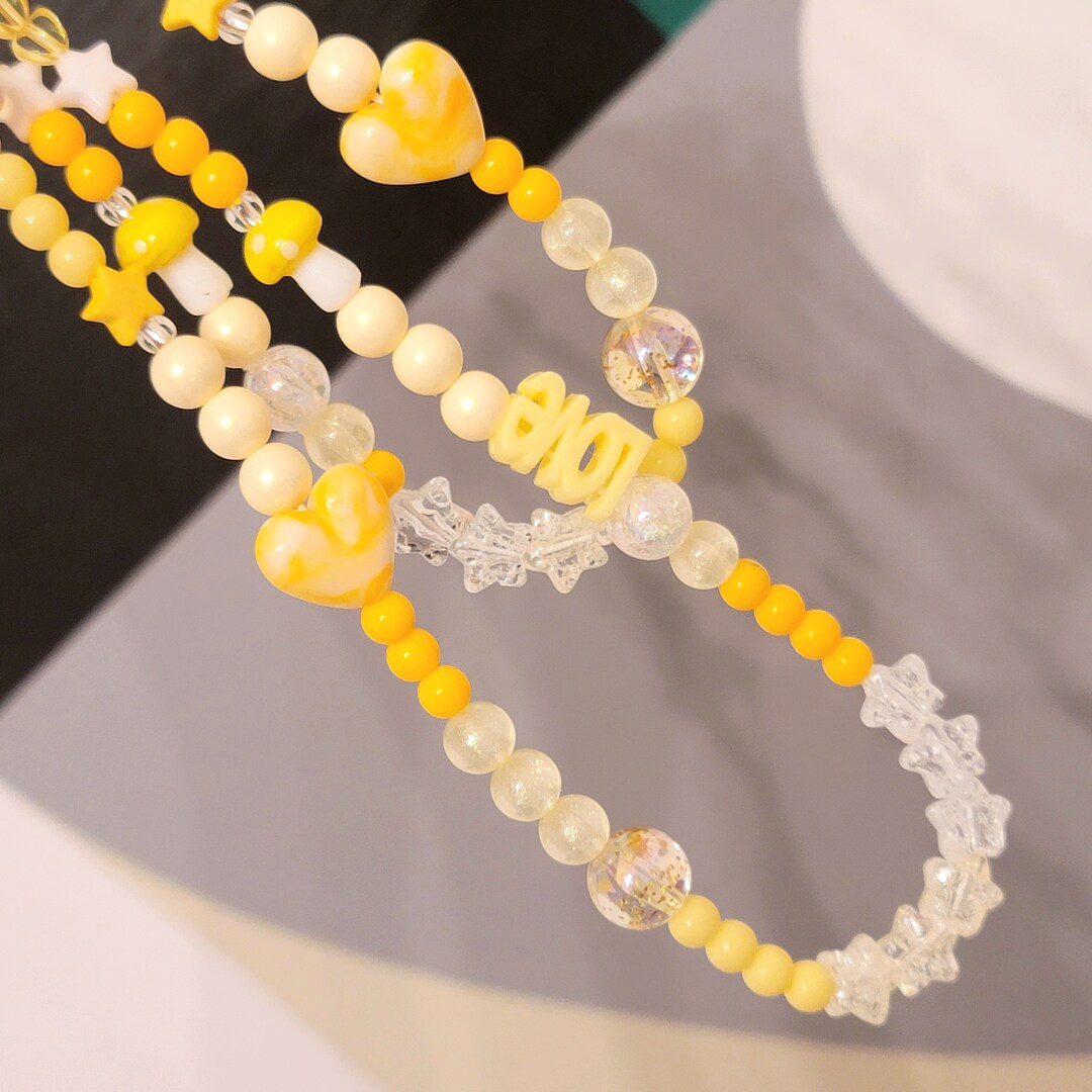 Cute Yellow Phone Charm, Cute Phone Charm,beaded Phone Strap,phone ...