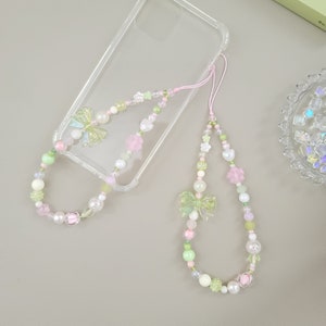 Pink and Green Phone Charm, Lanyard, Pink Phone Straps ,cute Phone ...