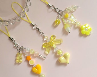 Cute Phone Charm, Yellow Phone Charm, Phone Strap, girl woman,personalised phone charm