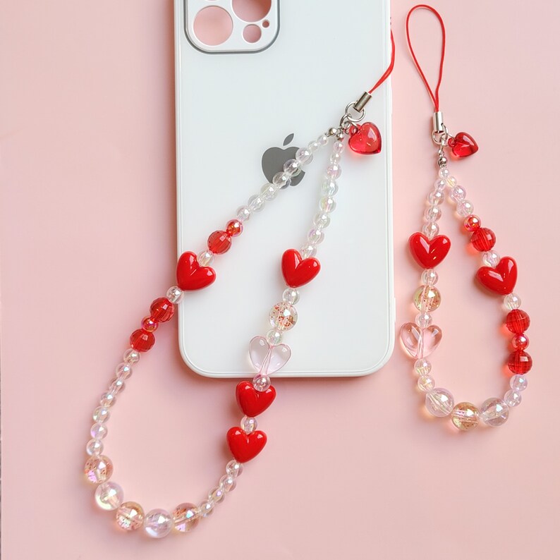Red Heart Phone Charm Phone Strap Personalized Phone Etsy