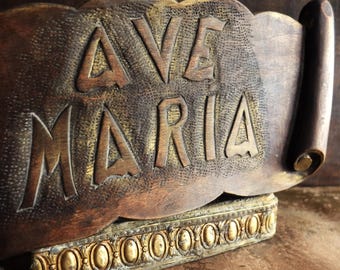 Woodcarving Ave Maria/ Religious Decor/ Handmade
