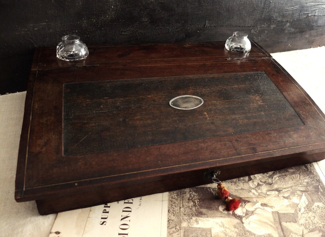 Antique Letter Writing Desk Stationery Box/ Wood With Etsy