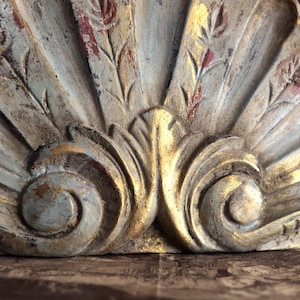 Beautifull Antique Carved Wood Pediment/ Solid Wood/ Hand Carved/ Architectural Salvage /Rustic Decor/ Door Decor
