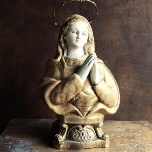 Virgin Mary Bust/ Spanish Religious Art/ Catholic Decor image 8