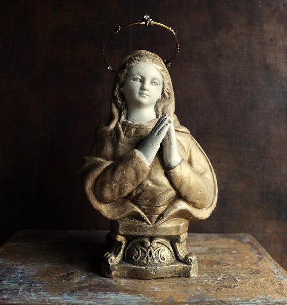 Virgin Mary Bust/ Spanish Religious Art/ Catholic Decor