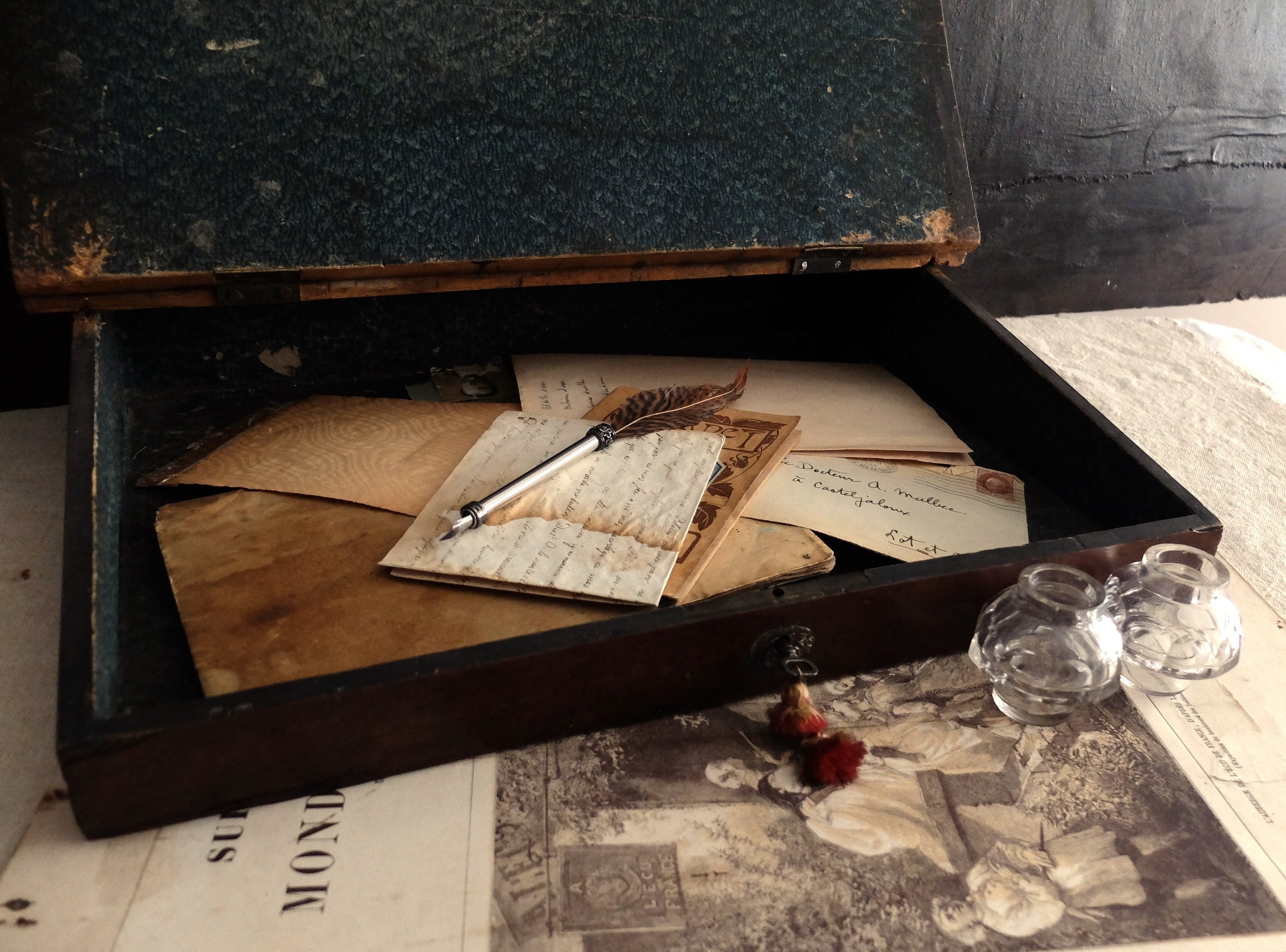 Antique Letter Writing Desk Stationery Box/ Wood With Etsy
