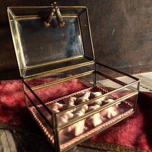 Jewelry Box/ Brass Jewel Casket,/ Belle Époque Glass Box
