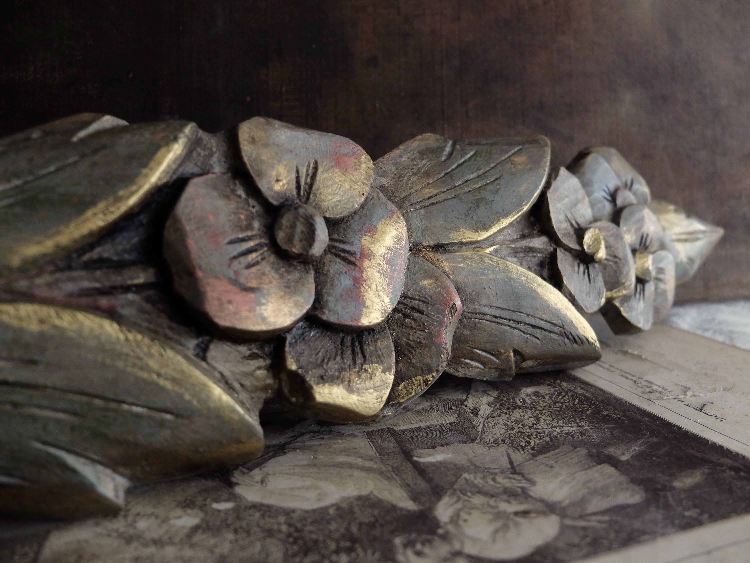 Antique Carved Wood/ Wall Decor Carved Wood/ Flowers and Etsy