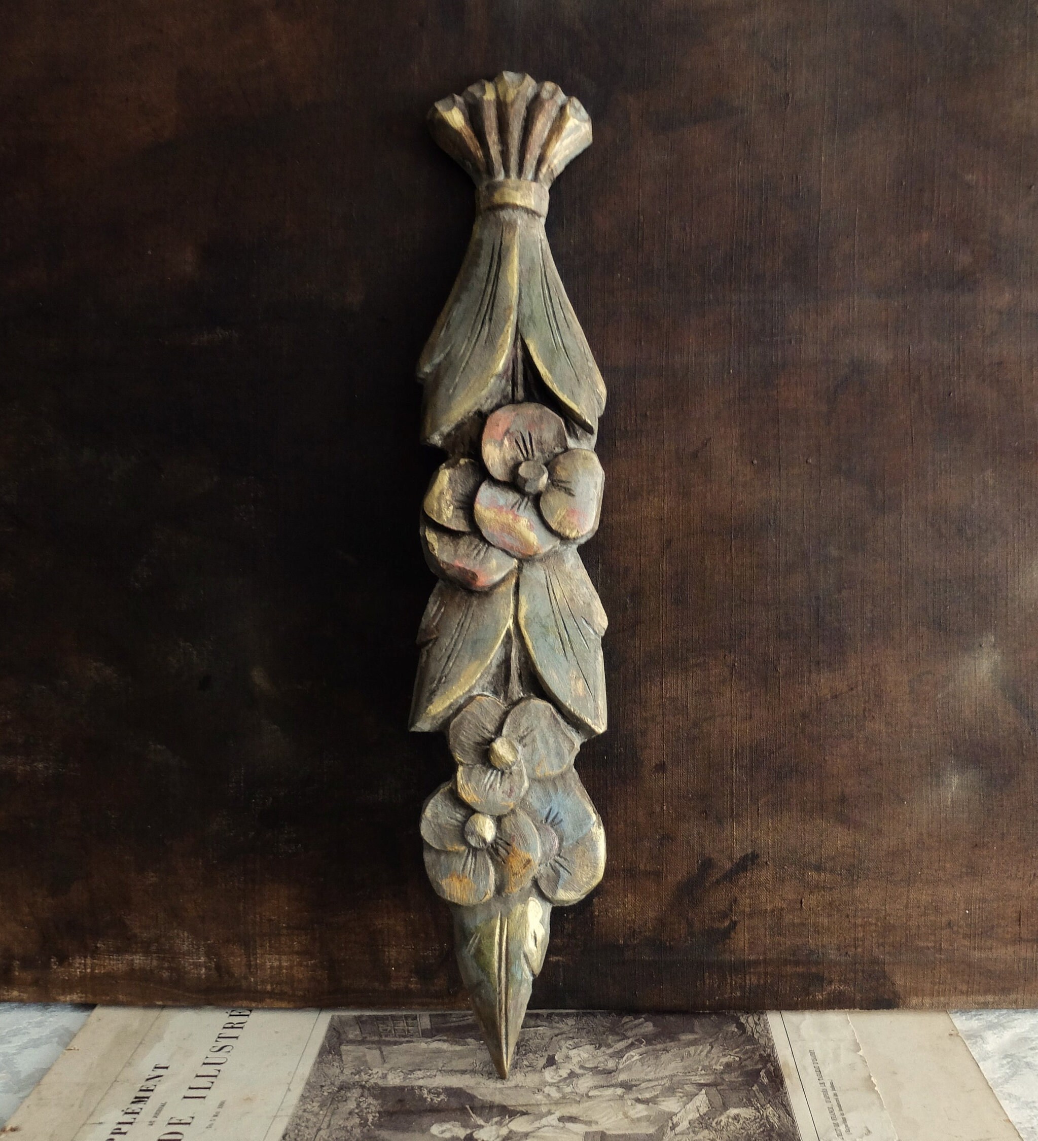 Antique Carved Wood/ Wall Decor Carved Wood/ Flowers and Etsy