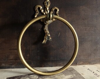 Antique Towel Ring/ Victorian Towel Holder/ Bronze Wall Towel Ring,