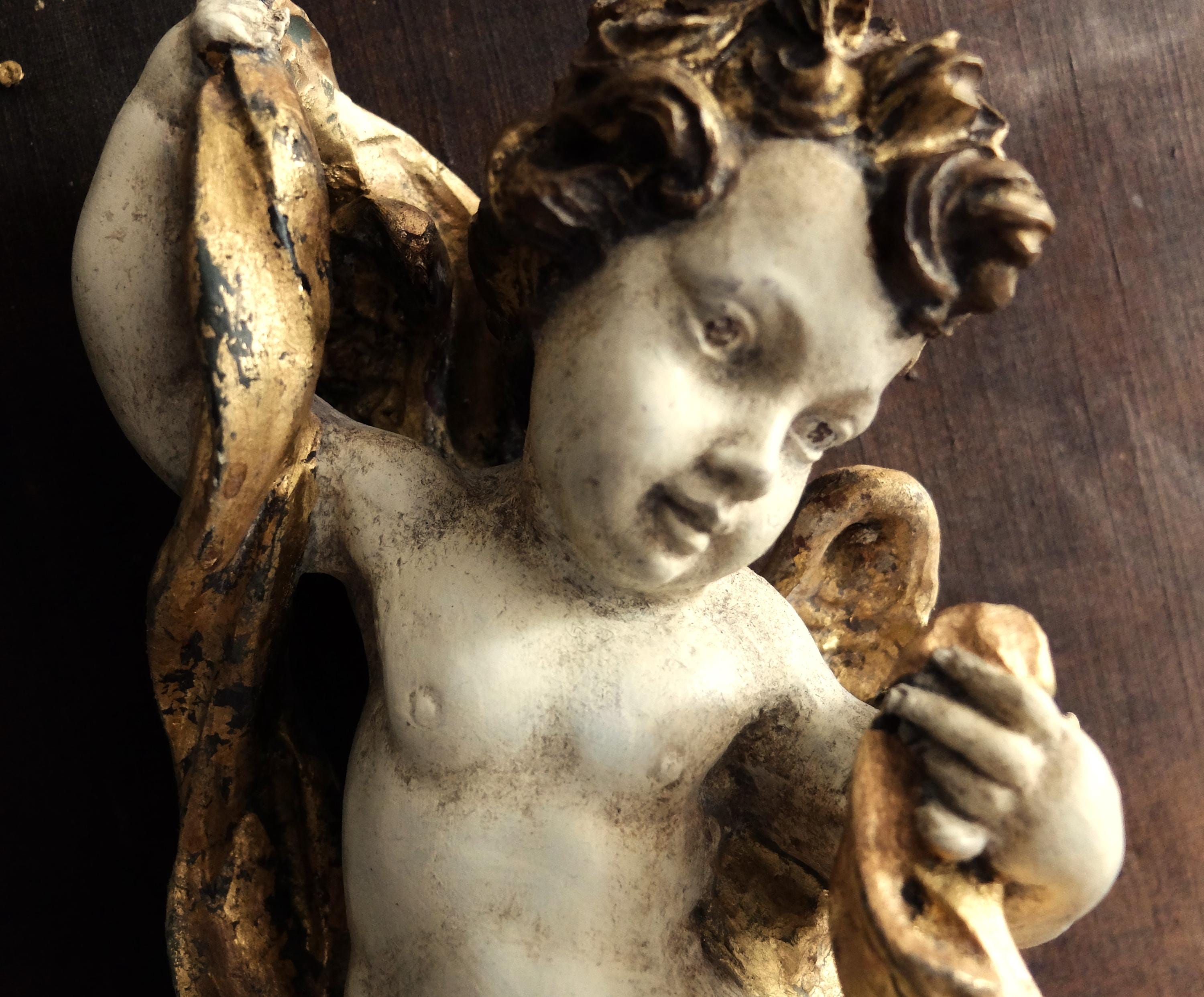 Stunning Putti Cherub/ Large Angel Wall Statue/ Wall Hanging Cherub / Religious Decor