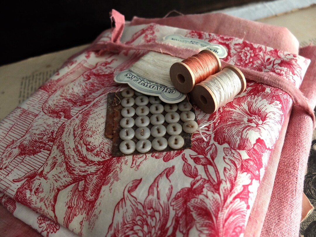 Assorted Antique French Linen Fabrics/ Dyed Linen / Vintage Fabric