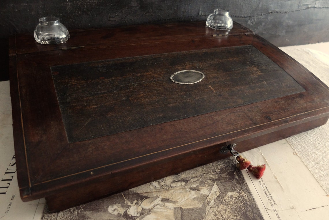 Antique Letter Writing Desk Stationery Box/ Wood With Etsy