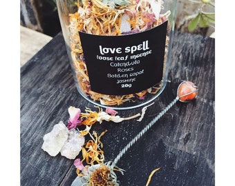 Smudge Loose leaf incense love spell Woman’s gift natural plant herbal remedies hand blended handmade resin botanical witchcraft